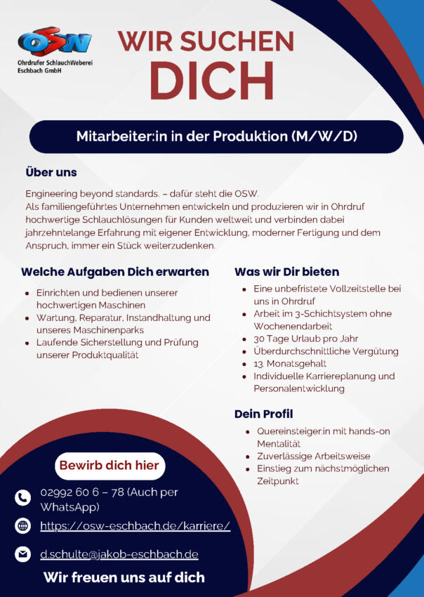 OSW-Stellenanzeige-Produktionsmitarbeiter OSW-Stellenanzeige-Produktionsmitarbeiter